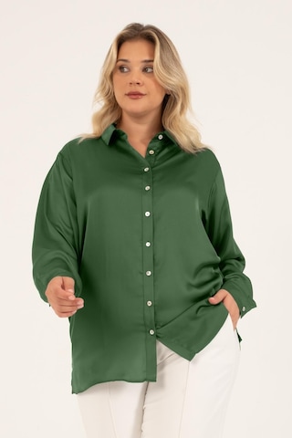 Saten Uzun Kollu Gömlek-1732 Yeşil