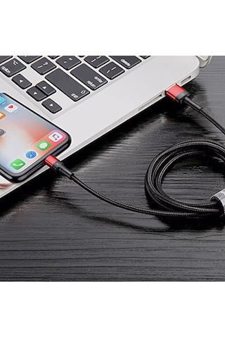 Baseus Cafule Calkfl-h91 2 Metre Apple Uyumlu iPhone Lightning Usb Kablo - 1.5a Hızlı Şarj, Kırmızı-siyah