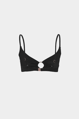 Açelyaokcu Premium Halka Detaylı Metıs Fit Kadın Bikini Üstü Siyah
