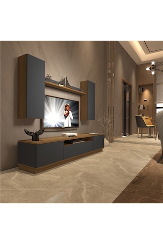 Decoraktiv Trio 5ds Mdf Tv Ünitesi Tv Sehpası Pera - Antrasit