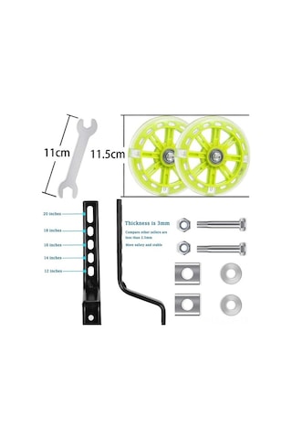 Ebitda Xindoker 12-20 İnç Bisikletler İçin Ayarlanabilir Eğitim Tekerlekleri - Sessiz Denge Tekerleği Seti Sarı/ Sarı