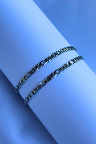 El İşçiliği Paslanmaz Çelik Zincir Erkek Kolye Gümüş - Beyaz