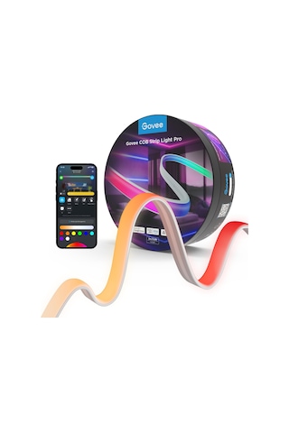 Govee Cob Şerit Işığı Pro 3m, Sıcak Beyaz Özellikli Akıllı Led Şerit Rgbıc, 3780 Led Şerit 1350lm Alexa, Google Assistant Ve Matter İle Uyumlu, Yatak Odası İçin Müzik Senkronizasyonlu Kesilebilir Peri Işıkları Siyah