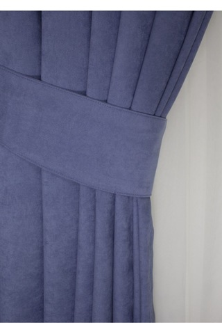 Home Color Home Indigo Petek Kadife Dokulu Fon Perde 140x260 Düz Dikişli Ekstrafor Büzgü İndigo Mavisi