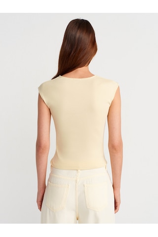Dilvin 21054 Büzgülü Basic T-shirt-açık Sarı Açık Sarı