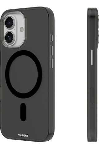 Apple Uyumlu iPhone 17 Kılıf M-safe Şarj Özellikli Şeffaf Youngkit Crystal Shield Serisi Kapak Siyah Siyah