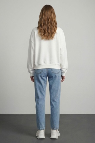 Quzu 26yswt01647 Patch Detaylı Kadın Sweatshirt Ekru