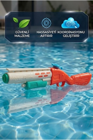 33 Cm Pompalı Su Silahı İle Yaz Eğlencesi Başlasın Klasik Tasarımlı Oyuncak Su Silahı Turuncu