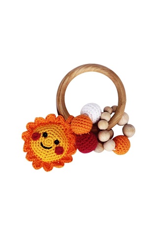 Unisex Güneş Halkalı Turuncu Sarı Amigurumi Diş Kaşıyıcı Çok Renkli