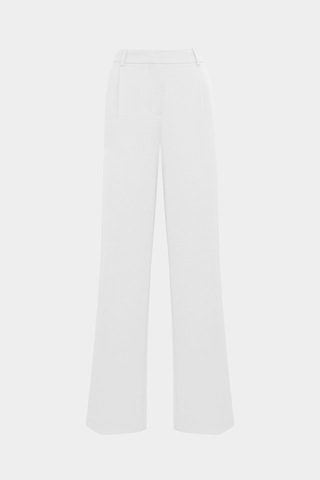 Açelyaokcu Premium Vento Orta Bel Wide Leg Dokuma Pantolon Beyaz