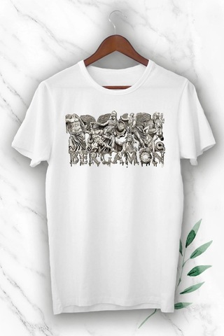 Tarzsokak Unısex Beyaz Mitoloji Antik Kent Bergamon Baskılı T-shirt