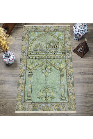 Dijital Baskılı, Yıkanabilir, Yumuşak Dokulu Çocuk Ve Yetişkin Seccade S-dot-sn-037 Yeşil
