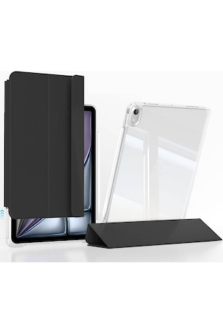 Apple Uyumlu iPad, Air 13 2024 Kılıf Magnetik Ayrılabilen Aihttgli Zore Sliding Tablet Kılıfı-siyah Tablet Kılıfı