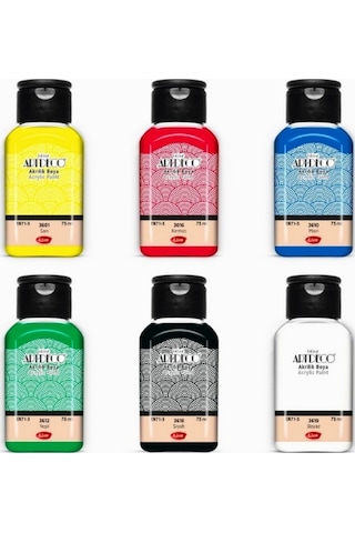 Lüks Akrilik Boya Seti 6x75 Ml Artdeco Lu Set İpek Fırçalı + 25x35 Tuval Sanatsal Set Canlı Renkler