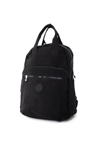 Sanmorris Unisex Suya Dayanıklı Orta Boy Krinkıl Kumaş Çok Gözlü Siyah Laptop Okul Ve Seyahat Sırt Çantası Sı-3064 Siyah