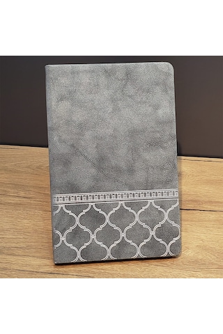 Desenli Gri Renk Deri Defter diğer