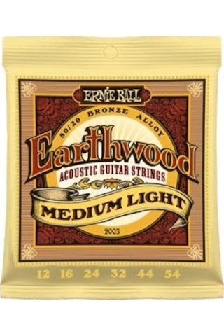 Ernie Ball 2003 Earthwood 80/20 Bronze Medium-Light Akustik Gitar Teli (12-54)