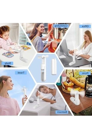 Ebitda Mini El Tipi Vantilatör Ve Power Bank, Katlanır Cep Fan, Usb Şarjlı, El Feneri İçerikli, Taşınabilir Soğutucu