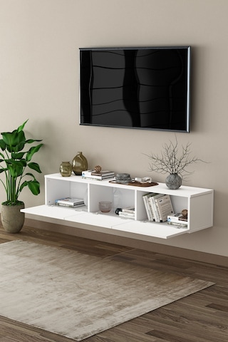 Asra Trend Tv Ünitesi Tv Sehpası T-27 %100 MDF Duvara Monte Askılı Ünite Beyaz