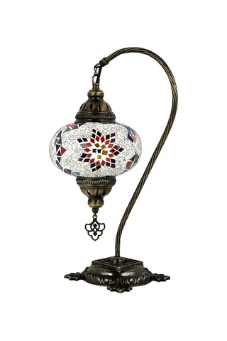 Mozaik Lamba Renkli Desenli Abajur Yatak Odası Başucu Lambası Çok Renkli