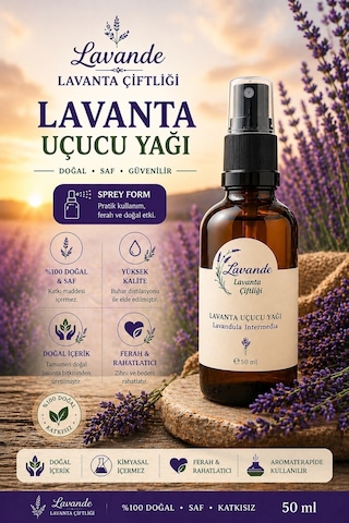 Lavande Lavanta Çiftliği Lavanta Yağı L.Angustifolia Sprey 50 ML