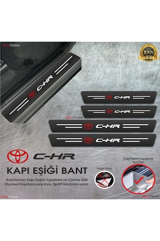 Toyota Chr Logolu Uyumlu Karbon Kapı Eşiği Koruyucu Suni Deri 4'lü