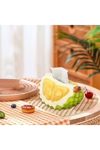 Homyl Durian Şekilli Mendil Kutusu Sevimli Dispenseri Banyo Yeşil