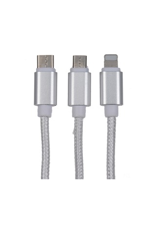 Mufunye 3-in-1 Usb Şarj Ve Veri Kablosu: Lightning, Type-c, Micro Usb - Hızlı Şarj, Dayanıklı Nylon, Geniş Uyum
