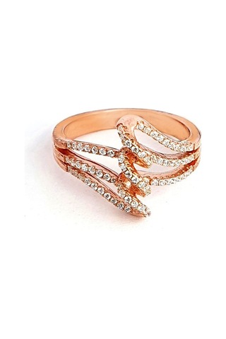 Zirkon Taşlı 925Ayar Gümüş Rose Modern Yüzük 18