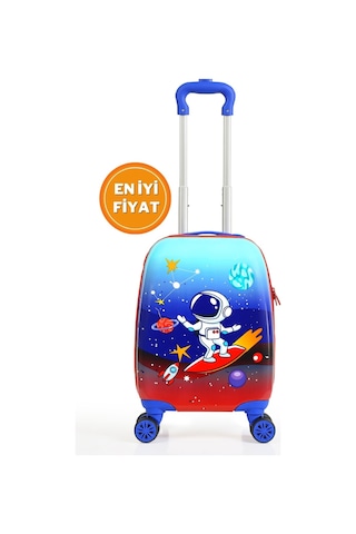 Gedox Kids Mavi Kırmızı Astronot Desenli Erkek Çocuk Valizi 151 Mavi - Kırmızı