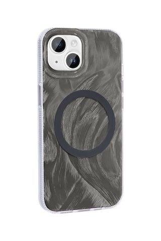 Apple Uyumlu iPhone 13 İle Kılıf Magsafe Şarj Özellikli Fırça Boya Desenli Kapak