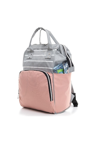 Anne Bebek Bakım Sırt Çantası Pembe Termos Bölmeli Pembe