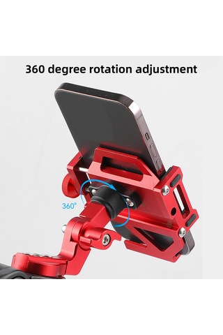 Yaozixa Kırmızı Aluminyum Bisiklet Telefon Tutucu, Dağ Bisikleti Ve Elektrikli Araçlar İçin Navigasyon Ambalajı, Direk Tipi Kırmızı
