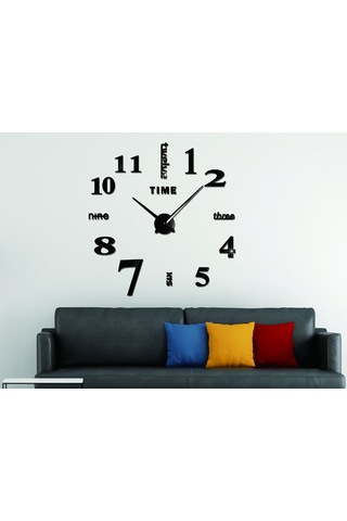 Suofeng 47 İnç Siyah Yansıtlı Duvar Saati - Ev Dekoru İçin Kreatif Dıy Zaman Takibi, Kolay Kurulum Ve Dayanıklı Malzeme Siyah