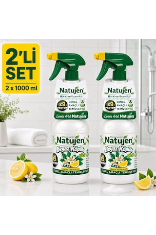 Natujen Genel Amaçlı Temizleyici Beyaz Köpük Gücü Limon Ferahlığı X9 Factor 2x1000 Ml. 2'li Set