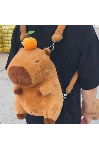 Capybara Peluş Çanta Sevimli Yumuşak Sırt Çantası 30cm Genel