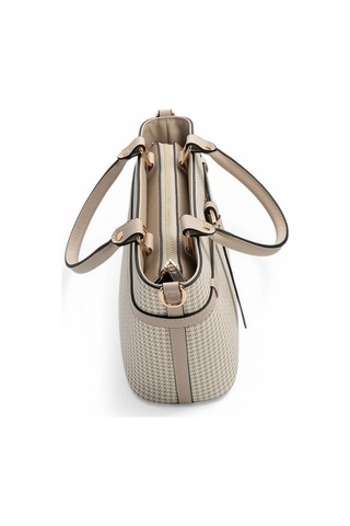 Silver Polo Sp1283 Kadın El Çantası Kaz Ayağı Ekose Kum-kum Beji