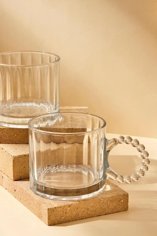 Kapris Boncuk Kulplu Cam Kupa 2'li 250 ML