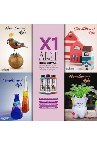 Polisan X1ART Multisurface Hobi Boyası 1000ml - 0093 Gri