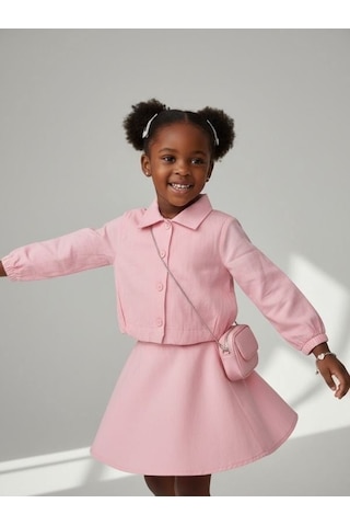 Zekids Kız Çocuk Tasarım Ceket-17171 Pembe