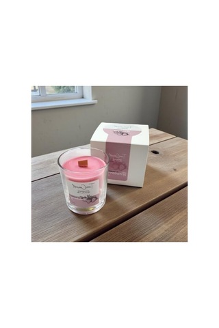 Ahşap Fitilli Soya Mum, Kırmızı Aromaterapi, 150cc 000 Açık Krem