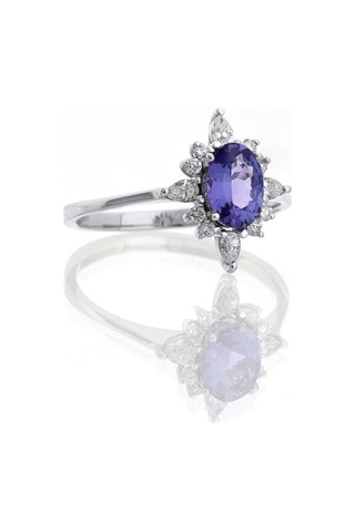 Tanzanite Pırlanta Tektaş Yüzük Beyaz