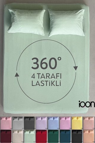 İqon Ranforce Dokuma Lastikli Çarşaf Takımı Çift Kişilik - 21 Renk Çok Renkli