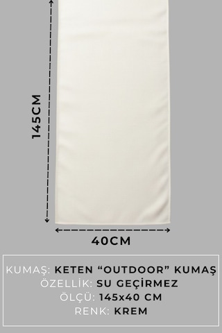 Marin Runner 145x40 Ve 2 Li 45x45 Kırlent Seti Su Geçirmez Outdoor Keten Tekne Bahçe Salon Ve Balkon Krem