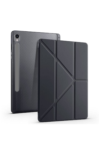 Samsung Galaxy Tab S10 Fe İle Uyumlu Kılıf Tri Folding Kalem Bölmeli Katlanabilir Standlı Pu Deri Yumuşak Kapak Kapaklı Kılıf