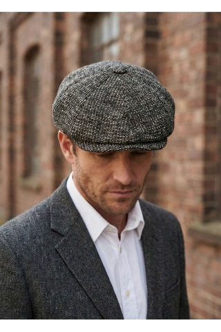 Emybox Erkek Kaşe 8 Köşe Kasket Şapka Klasik Retro- Peaky Blinders Tarzı Lastikli Standart Beden B