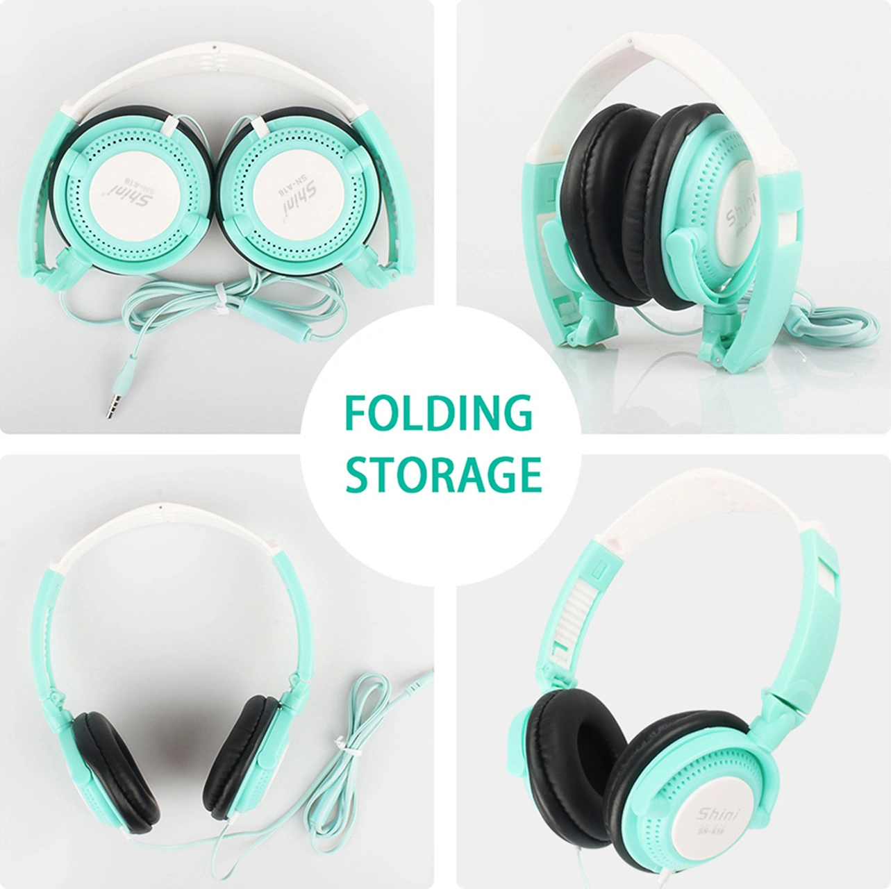 Moveevo Sn-a18 Kulaküstü Kablolu Kulaklık 3.5mm, Oyun İçin Mikrofon Ve Kablolu Kontrol, Beyaz Shini Logolu Teslimat