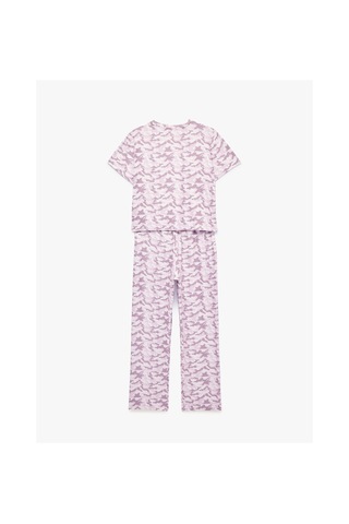 Koton Kamuflaj Desenli Rahat Kesim Bisiklet Yaka Kısa Kollu Pijama Takımı Pembe Desenli 7wlk40304mk