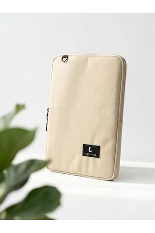Premium Tablet Çantası Ve Organizer - İçi Cepli, Darbe Emici Koruyucu Kılıf Bej
