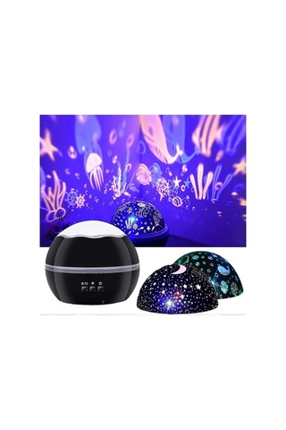 Opulentliving Yaju Çocuk Gece Lambası Projektörü Yıldızlı Gökyüzü Okyanus Balığ Çok Renkli Çok Renkli